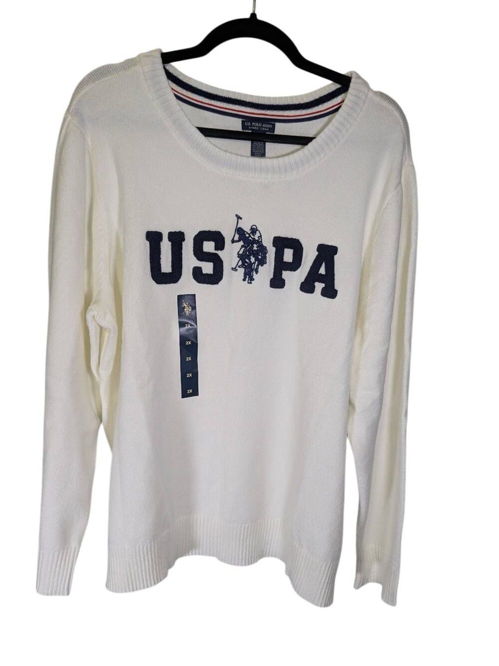 NWT U.S. Polo Assn. Vanilla USPA LOGO CREW NECK SWEATER Women's 2XL